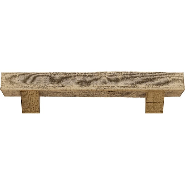 Kit W/ Breckinridge Corbels, NaturaL Pine, 4H X 4D X 60W Rough Sawn Faux Wood Fireplace ManteL